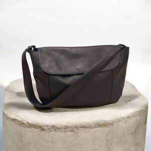 Nordstrom Black Leather Flap Over Hobo Sholder Bag